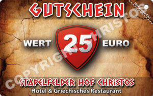 Gutschein 25 Euro für Griechisches Restaurant in Stapelfeld.